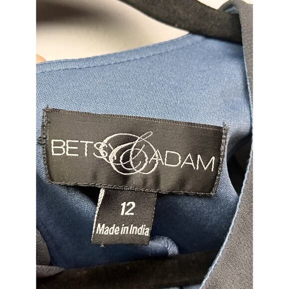 Betsy‎ & Adam Sleeveless Cocktail Dress Womens 12 Black Gold Metallic sequins - Picture 4 of 8